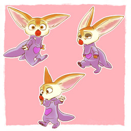 anthro biped border clothing costume elephant_costume fur furry_wearing_fursuit fursuit half-closed_eyes heart_symbol long_ears looking_at_viewer male narrowed_eyes object_in_mouth orange_eyes pacifier pacifier_in_mouth pawpads paws pink_background simple_background solo standing suit tan_body tan_fur walking white_border mortic_ox disney zootopia finnick_(zootopia) canid canine fennec_fox fox mammal true_fox 1:1 2016
