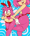 abstract_background anthro big_breasts big_butt bow_tie breasts bunny_costume butt button_(fastener) cleavage clothed clothing costume curvy_figure dancing eyelashes eyes_closed fake_ears fake_rabbit_ears female footwear gloves green_eyes hair handwear high_heels looking_at_viewer multicolored_body open_mouth pink_body pink_hair pose shoes skimpy smile smiling_at_viewer solo thick_thighs two_tone_body wide_hipped_female wide_hips monamania sega sonic_the_hedgehog_(series) amy_rose eulipotyphlan hedgehog mammal 2024 digital_drawing_(artwork) digital_media_(artwork) hi_res pinup