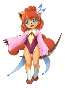anthro anthrofied biped blue_eyes bow_(weapon) breasts clothed clothed_anthro clothed_female clothing cute_fangs digitigrade fangs feathers female female_anthro front_view hair leotard looking_at_viewer open_mouth open_smile pokemorph ranged_weapon red_hair simple_background small_breasts smile solo teeth weapon ryuma210 nintendo pokemon ema_(ryuma210) generation_1_pokemon pokemon_(species) vulpix hi_res