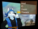 anthro belt fur kerchief male melee_weapon menu smug solo sword weapon white_body white_fur potato_the_chip among_us dragon_quest innersloth nintendo square_enix super_smash_bros. eight_(dragon_quest) arctic_fox canid canine fox mammal true_fox alpha_channel digital_media_(artwork) hi_res