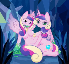 anthro anthrofied areola bdsm belly big_breasts blonde_hair blue_hair bondage bound breasts butt cave clone crystal cutie_mark dominant dominant_female duo feathered_wings feathers female female/female green_eyes hair hooves horn jewelry looking_at_viewer looking_back mane multicolored_hair navel necklace nipples nude pink_body pink_feathers pink_hair pink_nipples potbelly pregnant purple_eyes side_boob slime smile submissive submissive_female tail wings whitmaverick friendship_is_magic hasbro my_little_pony mythology princess_cadance_(mlp) queen_chrysalis_(mlp) arthropod changeling_(mlp) equid equine mammal mythological_creature mythological_equine pegasus unicorn winged_unicorn 2012 absurd_res hi_res