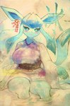 anthro asian_clothing big_breasts blue_body blue_ears blue_eyes blue_tail breasts claws clothed clothing east_asian_clothing eyelashes female fur japanese_clothing kimono legs_in_water looking_at_viewer pokemorph simple_background smile solo tail thick_thighs topwear water thwillartz nintendo pokemon eeveelution generation_4_pokemon glaceon mammal pokemon_(species) 2025 colored digital_media_(artwork) digital_painting_(artwork) hi_res painting_(artwork) shaded signature watercolor_(artwork)