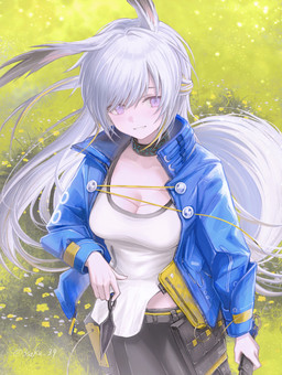 belt blue_clothing blue_jacket blue_topwear bottomwear breasts clothing female grass hair holding_knife holding_object jacket knife looking_aside pants plant shirt smile solo tail topwear white_clothing white_hair white_shirt white_topwear 3saku arknights hypergryph studio_montagne surfer_(arknights) animal_humanoid humanoid mammal mammal_humanoid rodent rodent_humanoid sciurid sciurid_humanoid tree_squirrel_humanoid 2025 absurd_res hi_res