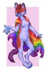 anthro breasts eyes_closed female flag flag_(object) hair lgbt_pride pride_color_flag pride_colors rainbow rainbow_flag rainbow_pride_colors rainbow_pride_flag rainbow_symbol six-stripe_rainbow_pride_colors solo standing wearing_flag werella canid canine dhoul mammal absurd_res hi_res