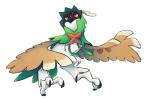 ambiguous_gender beak brown_body brown_feathers feathered_wings feathers feet feral simple_background solo talons toes white_background white_body white_feathers wings lanmana nintendo pokemon avian bird decidueye generation_7_pokemon pokemon_(species) 2016