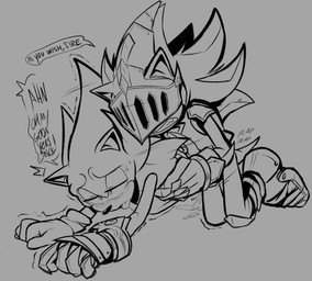 all_fours anthro armor bodily_fluids clenched_teeth clothing cum cum_inside doggystyle duo from_behind_position gauntlets genital_fluids gloves handwear king knight male male/male male_penetrated male_penetrating male_penetrating_male open_mouth penetration royalty sex teeth text tongue tongue_out warrior shaddycatz sega sonic_and_the_black_knight sonic_storybook_series sonic_the_hedgehog_(series) shadow_the_hedgehog sir_lancelot_(sonic_and_the_black_knight) sonic_the_hedgehog eulipotyphlan hedgehog mammal 2023 digital_drawing_(artwork) digital_media_(artwork) english_text hi_res line_art monochrome
