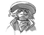 anthro clothing hat headgear headwear jacket kerchief looking_at_viewer looking_down male smile smiling_at_viewer smirk smirking_at_viewer solo teeth topwear sprux epic_games fortnite rufus_(fortnite) mammal procyonid raccoon black_and_white hi_res monochrome sketch