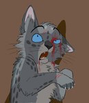 2010 ambiguous_feral ambiguous_gender ashfur_(warriors) blood blood_from_mouth blood_in_mouth blue_eyes bodily_fluids brown_background claws death digital_drawing_(artwork) digital_media_(artwork) domestic_cat duo eyebrows felid feline felis feral flat_colors fur graystripe64 grey_body grey_fur hollyleaf_(warriors) looking_up male_(lore) mammal markings open_mouth paws quadruped shadow simple_background spots spotted_body spotted_fur violence warriors_(book_series)