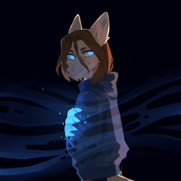 anthro blue_clothing blue_eyes blue_hoodie blue_topwear brown_hair cheek_tuft closed_smile clothed clothing facial_tuft female fur glistening glistening_eyes glowing hair hoodie looking_aside mouth_closed no_pupils simple_background smile solo standing tan_body tan_fur topwear tuft unsigned corzh77 mythology dragon furred_dragon furred_scalie mythological_creature mythological_scalie scalie 1:1 absurd_res half-length_portrait hi_res portrait