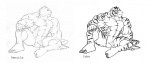 anthro balls claws fangs flaccid genitals male muscular muscular_anthro muscular_male nude penis solo stripes tail teeth tkc2021 felid mammal pantherine tiger monochrome sketch