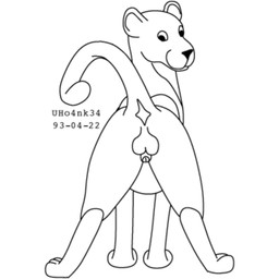 animal_genitalia anus balls butt feral fur genitals looking_back male penis perineum presenting presenting_hindquarters sheath simple_background smile solo spread_legs spreading standing tail white_background urbanhermit domestic_cat felid feline felis mammal 1993 1:1 black_and_white dated monochrome