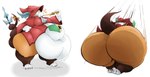 anthro belly big_belly big_butt butt clothing female food hat headgear headwear huge_belly huge_butt hyper hyper_belly melee_weapon obese obese_anthro obese_female overweight overweight_anthro overweight_female pizza polearm red_clothing simple_background solo thick_thighs weapon white_background boot_(artist) nightmarebros third-party_edit final_fantasy final_fantasy_ix square_enix freya_crescent burmecian mammal rodent 2023 hi_res