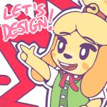 anthro chibi female happy solo neonlink animal_crossing nintendo isabelle_(animal_crossing) canid canine canis domestic_dog mammal shih_tzu toy_dog 1:1