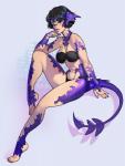 4_toes 5_fingers black_hair breasts eyebrows eyelashes feet female fingers hair orange_eyes purple_body purple_scales scales solo tail toes white_body white_skin aomori final_fantasy final_fantasy_xiv square_enix animal_humanoid au_ra humanoid scalie scalie_humanoid 2019 digital_media_(artwork)