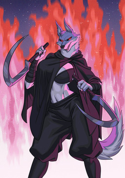 anthro biped breasts claws clothed clothed_anthro clothed_female clothing crossgender female fingers front_view fur holding_object looking_at_viewer mtf_crossgender navel sickle smile solo standing teeth tongue alanscampos dreamworks puss_in_boots_(franchise) death_(puss_in_boots) canid canine canis mammal wolf 2026 absurd_res digital_drawing_(artwork) digital_media_(artwork) hi_res