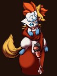 alolan_form alolan_vulpix ambiguous_gender anthro bodily_fluids carrying_another cum delphox duo ejaculation fangs feral from_behind_position generation_6_pokemon generation_7_pokemon genital_fluids hi_res knot licking licking_lips male male/ambiguous nintendo nova_nsfw pokemon pokemon_(species) regional_form_(pokemon) sex tail teeth tongue tongue_out