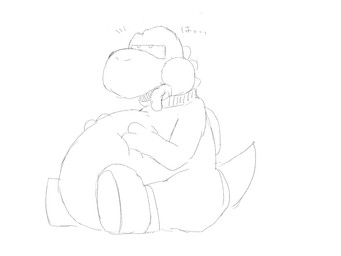 ambiguous_feral ambiguous_gender ambiguous_pred belly belly_on_ground belly_squish big_belly big_nose biped bloated clothing expansion feral footwear half-closed_eyes hand_on_belly hand_on_own_belly hanging_tongue head_spikes huge_belly monotone_background narrowed_eyes open_mouth oral_vore round_nose same_size_vore semi-anthro shoes side_view simple_background sitting sitting_on_ground soft_vore solo spikes spikes_(anatomy) squish tapering_tail text thigh_expansion tongue tongue_out unseen_prey vore weight_gain white_background sabamiso_(sabamasasix) mario_bros nintendo dinosaur prehistoric_species reptile scalie yoshi 2019 4:3 digital_drawing_(artwork) digital_media_(artwork) greyscale guide_lines hi_res japanese_description japanese_text monochrome sketch translation_request