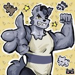 anthro biped black_eyes fingerguns flexing flexing_bicep male muscular muscular_anthro muscular_male smile smiling_at_viewer solo yellow_sclera lumii cartoon_network we_baby_bears we_bare_bears wolf_(we_baby_bears) canid canine canis mammal wolf 2024 absurd_res hi_res