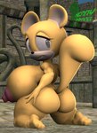 anthro big_breasts big_butt big_nipples black_nose breasts brown_eyes butt female fur hand_on_hip huge_breasts looking_back narrowed_eyes nipples short_stack smile solo tan_body tan_fur thick_thighs kennythebobcat sega sonic_the_hedgehog_(series) ariana_maplethorpe fan_character mammal rodent sciurid tree_squirrel 2022 3d_(artwork) digital_media_(artwork) hi_res source_filmmaker_(artwork)