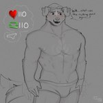 abs anthro beanie big_bulge blush bulge clothed clothing fidgeting floppy_ears freckled_face freckles hat headgear headwear male muscular muscular_male nervous nervous_smile pecs shy solo tail tail_motion tailwag text underwear underwear_only cerberussenn strip_meme aro_selen_(cerberussenn) bird_dog canid canine canis domestic_dog golden_retriever hunting_dog hybrid mammal pit_bull retriever 1:1 absurd_res english_text hi_res signature