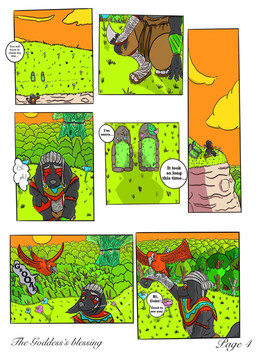 anthro black_body black_fur clothed clothing dialogue forest fur grey_hair hair male plant red_body tail text tree tribal yellow_eyes garrus368 european_mythology greek_mythology mythology arboj_(garrus368) avian canid canine mammal mythological_avian mythological_bird mythological_creature mythological_firebird phoenix wiffen_(specie) comic english_text hi_res