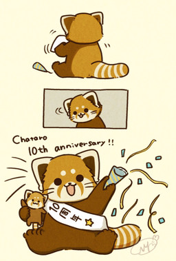 biped black_eyes black_nose chibi dot_eyes feral kemono open_mouth plushie simple_eyes sitting solo shi_nominmin ailurid mammal red_panda 2025 hi_res