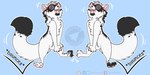 anthro chest_tuft dipstick_tail eyewear fangs featureless_crotch fur glasses happy male markings neck_tuft nude open_mouth open_smile pawpads pink_nose pink_pawpads pink_tongue round_glasses smile solo spotted_back spotted_legs tail tail_markings teeth tongue tuft white_body white_fur thecluelessfox gerome_(verne_nicolaio) mammal mink mustelid musteline true_musteline 2:1 hi_res