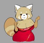 anthro belly breasts cleavage clothed clothing dress female grey_background looking_at_viewer mature_female red_clothing red_dress simple_background slightly_chubby solo thick_thighs wide_hips estebon89 aggretsuko sanrio retsuko's_mother ailurid mammal red_panda 2024 colored_sketch portrait sketch three-quarter_portrait