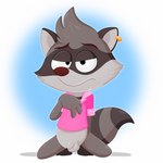 anthro balls bottomless clothed clothing ear_piercing flaccid genitals male penis piercing pink_clothing pink_shirt pink_topwear shirt solo topwear albinoturtle tiny_toon_adventures tiny_toons_looniversity warner_brothers renaldo_raccoon mammal procyonid raccoon 1:1 absurd_res hi_res