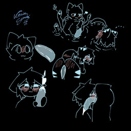 anthro body_worship genital_worship genitals group male male/male multi_dicks penis colin_slenced changed_(video_game) lin_(changed) squid_dog_(changed) aquatic fish human mammal requiem_shark shark tiger_shark 1:1 absurd_res hi_res