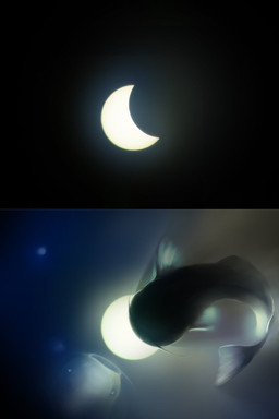 ambiguous_gender duo eclipse feral space sun aerroscape amur_carp aquatic carp cyprinid cypriniform fish koi typical_carp 2:3 hi_res