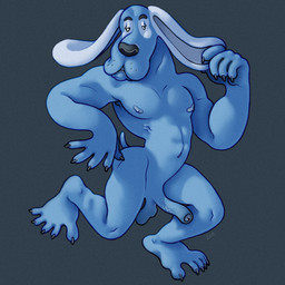 abs anthro black_nose blue_body blue_fur blue_nipples claws dancing feet flapping_penis foreskin fur genitals half-erect humanoid_feet long_ears long_penis male muscular muscular_male nipples pecs penis plantigrade simple_background small_eyes solo thin_penis ravuer bremenskiie_muzykanty soyuzmultfilm the_bremen_town_musicians pios bloodhound canid canine canis domestic_dog hunting_dog mammal scent_hound 1:1 hi_res