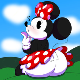 accessory anthro big_breasts big_butt big_ears black_body black_fur bloomers blush bottomwear bow_(feature) bow_accessory bow_ribbon breasts bubble_butt butt centered_hair_bow clothed clothing curvy_figure detailed_background dot_eyes eyelashes female fingers frilly frilly_bloomers frilly_bottomwear frilly_clothing fur gloves hair_accessory hair_bow hair_ribbon handwear hourglass_figure huge_breasts huge_butt line_tail looking_at_viewer looking_back miniskirt multicolored_body multicolored_fur outline outside presenting presenting_hindquarters question_mark ribbons simple_eyes sitting skirt small_waist solo tail tail_under_skirt thick_thighs thin_tail topless topless_anthro topless_female two_tone_body two_tone_fur wavy_tail white_bloomers white_body white_fur wide_hips 3barts disney minnie_mouse house_mouse mammal mouse murid murine rodent 1:1 2020 absurd_res digital_media_(artwork) hi_res