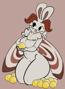 antennae_(anatomy) anthro egg female freckles fur kneeling navel nude solo tan_body tan_fur thick_thighs wings drinkspaintwater latte_(drinkspaintwater) arthropod insect lagomorph lepidopteran leporid mammal moth rabbit hi_res