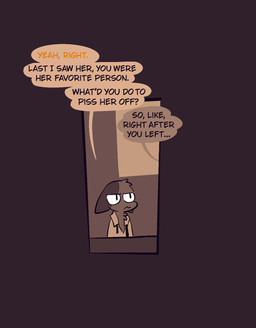 accessory annoyed anthro clothed clothing comic_panel dialogue male neck_tuft necktie open_clothing open_topwear speech_bubble text topwear tuft vanilla_candy amelia_is_calling domestic_cat felid feline felis mammal comic english_text hi_res restricted_palette
