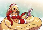 4_arms apode big_breasts breasts clothing costume duo female holidays legless multi_arm multi_limb pointy_ears santa_costume serpentine size_difference smaller_female split_form howxu christmas claire_(ploty) clarity_(ploty) draconcopode human humanoid lamia mammal reptile scalie snake hi_res