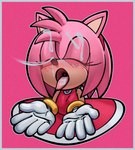 accessory anthro blush bodily_fluids bracelet clothing cum cum_in_mouth cum_inside cum_on_face dress eyes_closed female genital_fluids gloves hair_accessory hairband handwear jewelry male male/female offscreen_character solo tongue tongue_out tighesammy sega sonic_the_hedgehog_(series) amy_rose eulipotyphlan hedgehog mammal hi_res