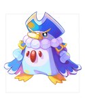 anthro bicorne blue_clothing blue_headwear clothing hat headgear headwear male simple_background solo white_background falaedesenha palworld pocketpair avian bird pal_(species) penguin penking full-length_portrait hi_res portrait