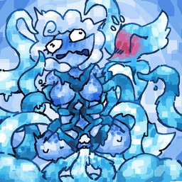 anthro arms_tied bdsm blue_body blue_breasts blue_vulva blush bodily_fluids bondage bound breasts dripping duo ejaculation female female/female fluffy_pubes flustered freckled_face freckles genital_fluids genitals happy orgasm overwhelmed penetration plump_labia restrained restrained_by_tentacles restrained_legs sex sweat tentacle_harness tentacle_penetration tentacle_sex tentacles thick_thighs twitching vaginal vaginal_fluids vaginal_penetration vaginal_squirting vulva water water_tentacle_sex water_tentacles scaliescum deltarune undertale_(series) elnina_(deltarune) miss_mizzle bovid caprine darkner elemental_creature mammal mizzle_(deltarune) sheep water_creature aliasing digital_media_(artwork) hi_res