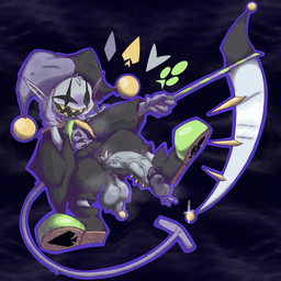 balls big_balls big_penis black_eyes black_paws blue_body blush bodily_fluids clothed clothing clubs_(suit) diamonds_(suit) dripping ear_blush fool's_hat footwear genital_fluids genital_piercing genitals gloves handwear hat headgear headwear hearts_(suit) holding_face jester male melee_weapon musk penis piercing pointy_ears polearm precum precum_drip pubes saggy_balls scrotum_piercing scythe sharp_teeth shoes solo spades_(suit) suit_symbol tail teeth tongue tongue_out vein veiny_penis weapon yellow_teeth knil_(artist) deltarune undertale_(series) jevil_(deltarune) darkner humanoid imp 1:1 hi_res