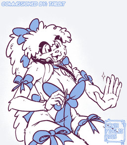 accessory anthro biped bow_ribbon breasts electronics female fluffy fluffy_hair fur hair hair_accessory hair_bow hair_ribbon holding_object looking_at_own_hand medium_breasts nail_file open_mouth open_smile phone ribbons simple_background sitting smile solo white_background white_body white_fur canisfidelis alpaca camelid mammal 2025