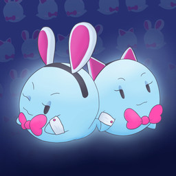 :3 bow_(feature) bow_tie duo fake_cat_ears fake_ears fake_rabbit_ears female not_furry one_eye_closed smile wink krackdown9 mario_bros nintendo paper_mario paper_mario:_the_thousand_year_door lahla_(mario) peeka_(mario) boo_(mario) ghost spirit 1:1 hi_res sibling_(lore) sister_(lore) sisters_(lore) twins_(lore)