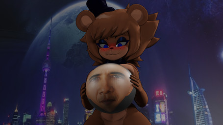 anthro areola big_breasts blue_eyes blush bow_tie breasts brown_body brown_fur clothing crossgender female fur hat headgear headwear holding_object modern_architecture mtf_crossgender nipples nude obamium shitpost smile solo thick_thighs top_hat what avimov cryptiacurves_(modeler) five_nights_at_freddy's fredina's_nightclub scottgames barack_obama freddy_(fnaf) frenni_(cryptiacurves) bear mammal 16:9 2022 3d_(artwork) digital_media_(artwork) hi_res meme source_filmmaker_(artwork) widescreen