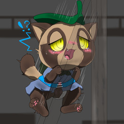 3_fingers 3_toes animal_genitalia animal_penis anthro asian_clothing balls blue_clothing blue_kimono blush bodily_fluids brown_body brown_fur clothing cute_fangs east_asian_clothing erection fangs feet fingers fundoshi fur genitals interrobang japanese_clothing kimono leaf leaf_on_head male motion_lines open_mouth pawpads paws penis pink_pawpads pink_penis raised_tail solo surprised tail tears teeth toes tremble_spikes underwear yellow_eyes yellow_sclera young young_anthro young_male yuki_(8l3ftmb4hiuewtm) obakeidoro! ponkichi_(obakeidoro!) canid canine mammal raccoon_dog tanuki 1:1 2025 censored hi_res