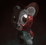 ambiguous_gender anthro big_eyes biped blood blood_on_body blood_on_face blue_body blue_ears blue_fur bodily_fluids fur glistening glistening_eyes gore round_ears semi-anthro solo standing mallowscreme pretty_blood rinny_(pretty_blood) bear mammal character_request shaded