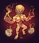 bone chibi claws fire glowing glowing_eyes hell male muscular not_furry nude sharp_teeth skull solo teeth yellow_eyes umbra_keeper doom_(series) id_software microsoft archvile_(doom) demon humanoid hi_res