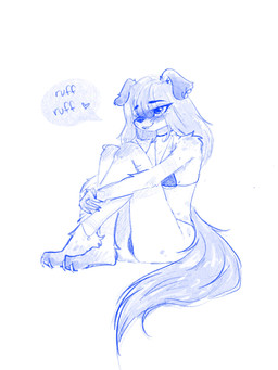 anthro bangs big_tail bikini bikini_bottom bikini_top claws clothing dialogue eyelashes eyeliner feet female floppy_ears fluffy fluffy_tail hair hair_over_eye heart_symbol hugging_legs knees_up long_hair looking_at_viewer makeup paws simple_background sitting smile solo sound_effects speech_bubble swimwear tail text toe_claws toes two-piece_swimsuit white_background melody_maku blaire_(melody_maku) australian_shepherd canid canine canis collie domestic_dog herding_dog mammal pastoral_dog sheepdog 3:4 digital_drawing_(artwork) digital_media_(artwork) hi_res monochrome sketch