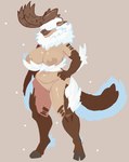 anthro antlers areola big_breasts biped breasts brown_body female female_anthro fur genitals hair hair_over_eyes hand_on_hip hand_on_own_hip hooves horn multicolored_body nipples nude nude_anthro nude_female pussy solo standing tan_body white_body white_fur white_hair dorans_flea capcom monster_hunter banbaro brute_wyvern 2024 digital_media_(artwork) full-length_portrait portrait