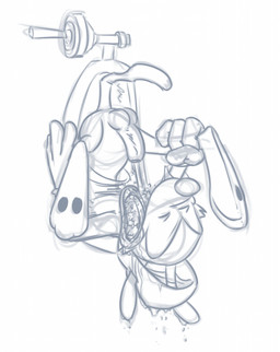 anthro balls bodily_fluids erection eyes_closed genital_fluids genitals humanoid_genitalia humanoid_penis male peeing penis simple_background solo upside_down urinal urine urine_in_mouth urine_in_own_mouth urine_stream watersports white_background weaselgrease animaniacs warner_brothers wakko_warner inkblot mammal blue_and_white monochrome sketch
