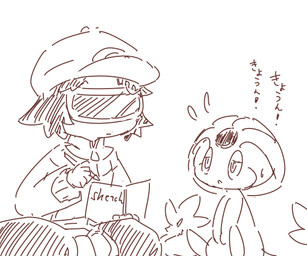 bodily_fluids clothed clothing duo open_mouth simple_background sweat text crepix nintendo pokemon generation_4_pokemon human legendary_pokemon mammal pokemon_(species) uxie 2015 6:5 japanese_text translation_request